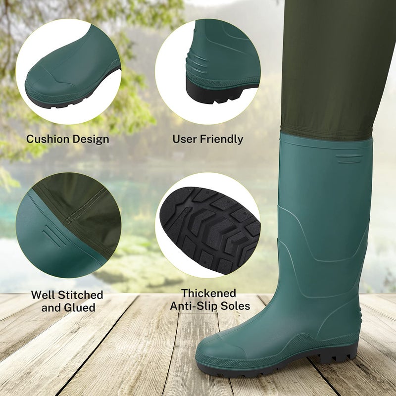 Magreel Kids Chest Waders Waterproof Nylon/PVC Youth Waders with Boots Fishing & Hunting Waders for Toddler & Children, Boys & Girls, Army Green, 12/13 year. - Image 3